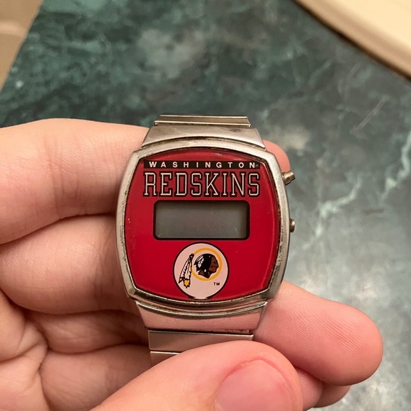 Vintage Redskins Watch Digital For Parts Mens 1980s Superbowl Steel - Picture 1 of 5